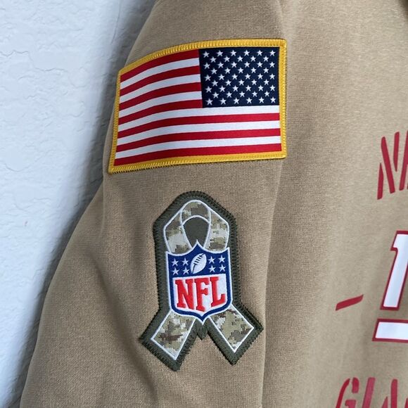 NIKE NEW YORK GIANTS SALUTE TO SERVICE TAN GRAPHIC HOODIE MENS LARGE - Picture 5 of 9